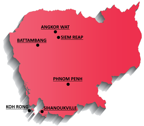Kambodza Mapa Asie