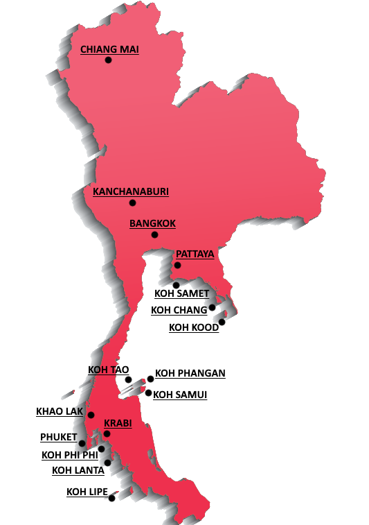 Thajsko Mapa Asie
